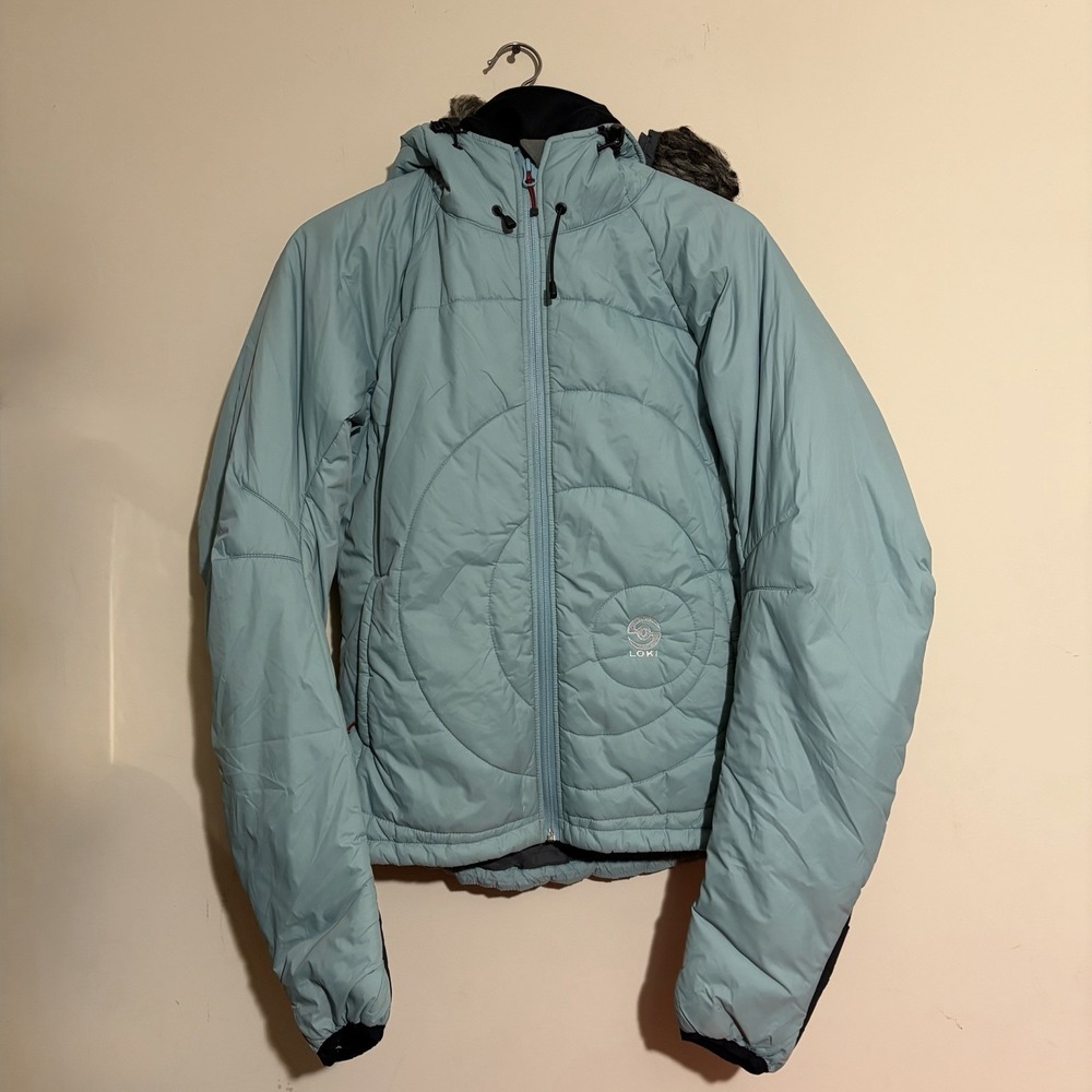 Loki Primaloft Puffer Jacket Size Sm Fur Trim Hood Snow Winter Jackets W/Mitten